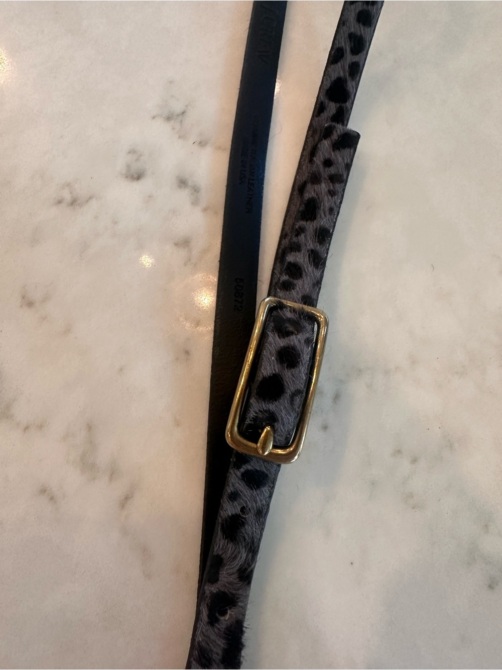 J. Crew Gray and Black Leopard Print Belt with Gold-Tone Buckle - Picture 1 of 5